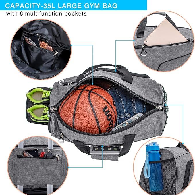 Max | Waterproof Travel Sports Gym Duffle Bag with Shoes Compartment