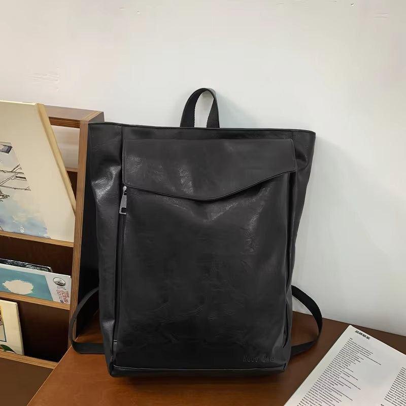 Men's Stylish Waterproof PU Leather Travel Backpack