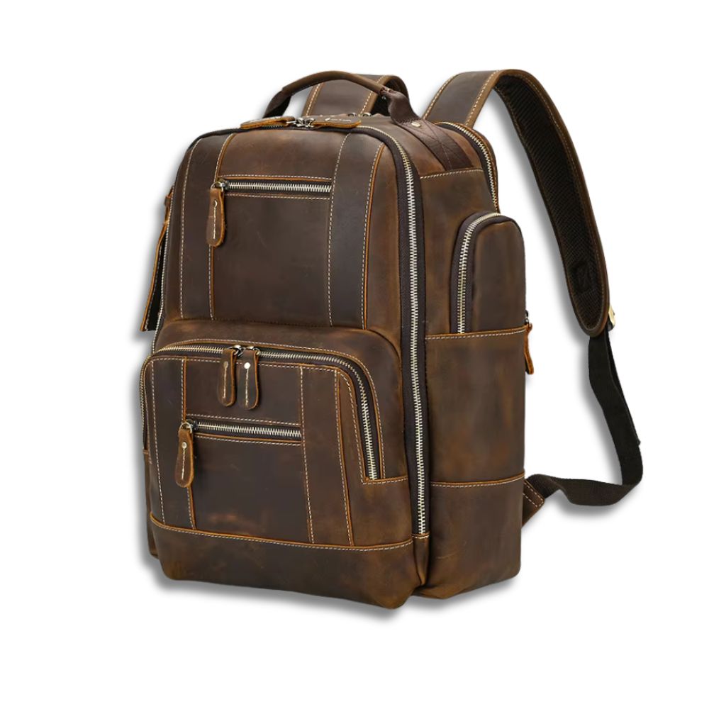 Cameron | Men's Vintage Leather Large Travel Laptop Backpack