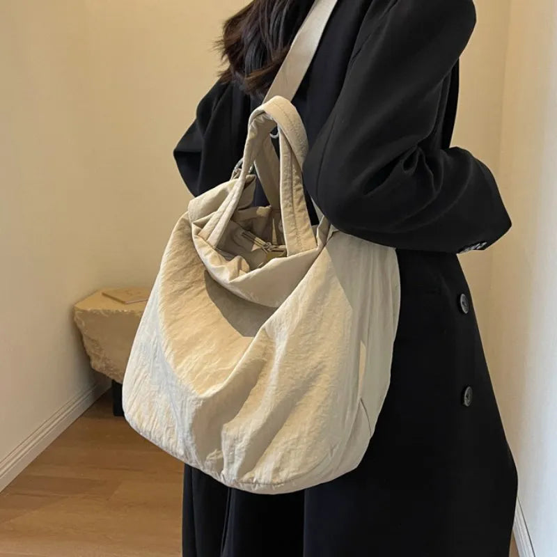 Large Capacity Multi-Pocket Nylon Crossbody Messenger Tote Handbag