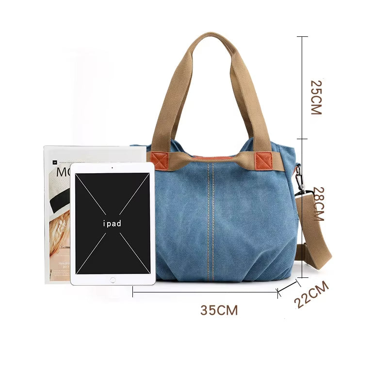 Sam | Women's Retro Canvas Large Capacity Tote Crossbody Messenger Handbag