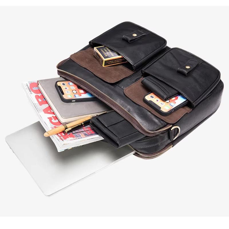 Alexander | Men's Genuine Leather Briefcase Crossbody Messenger Travel Handbag