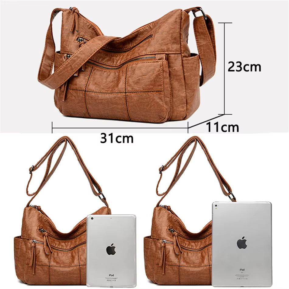 Ezra | Women's Vintage PU Leather Crossbody Messenger Travel Bag