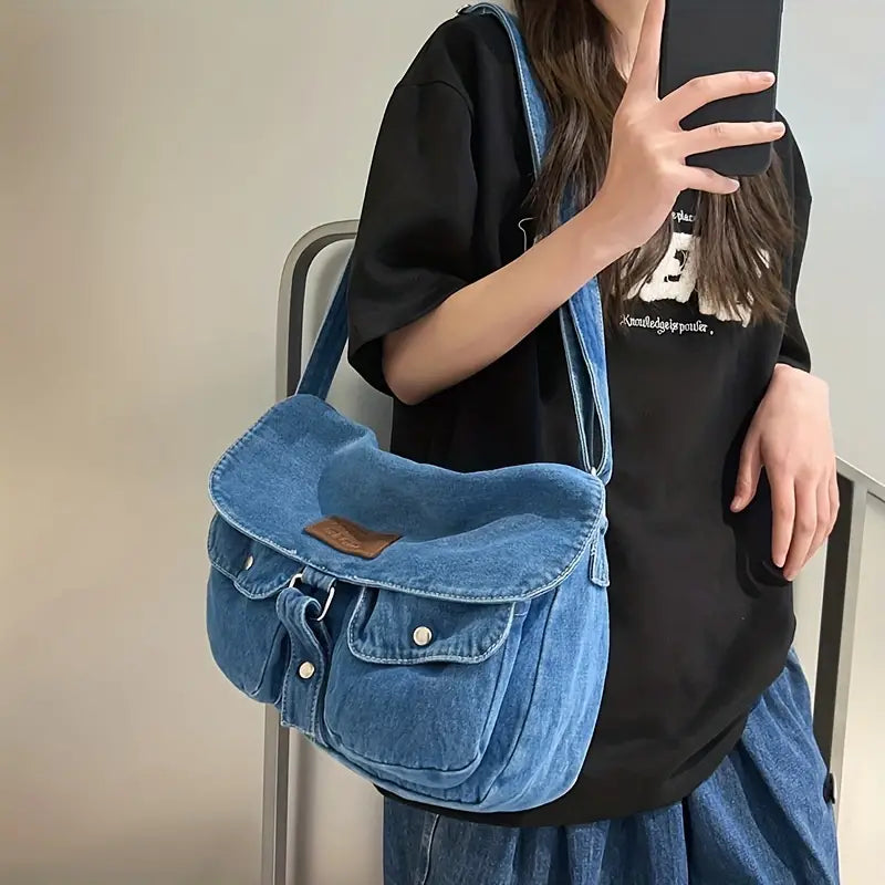 Abby | Women's Spacious Multi-pocket Trendy Denim Crossbody Messenger Bag