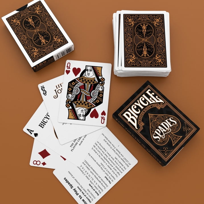 Spades Playing Cards, Premium Deck of 52 Cards Plus Jokers, Standard Poker Size Card Deck for Spades Bridge Poker and Classic Card Games, Smooth Linen Finish Cards for the Gentleman's Table, Cigar Lounge, and Travel
