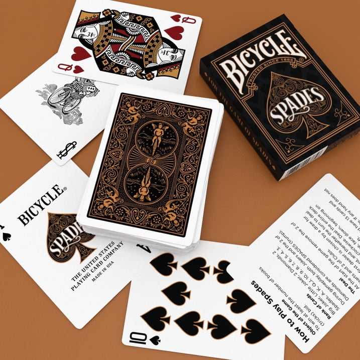 Spades Playing Cards, Premium Deck of 52 Cards Plus Jokers, Standard Poker Size Card Deck for Spades Bridge Poker and Classic Card Games, Smooth Linen Finish Cards for the Gentleman's Table, Cigar Lounge, and Travel