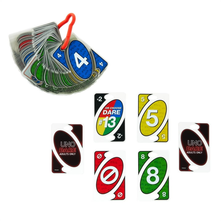 UNO Dare Adults Only Card Game, 2-10 Players, Waterproof Cards and Dice for Bold Adult Game Night, Naughty Dares and Wild Challenges Edition, Walmart Exclusive Party Game for Friends and Couples