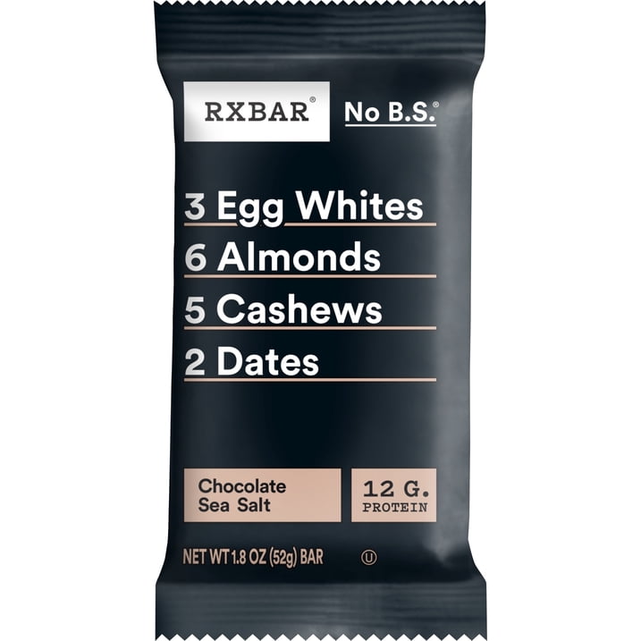 RXBAR Chocolate Sea Salt Protein Bars, 10 Count, Gluten Free Whole Food Protein Bar Made with Egg Whites and Dates, Clean Ingredient Snack for Post Workout and Travel