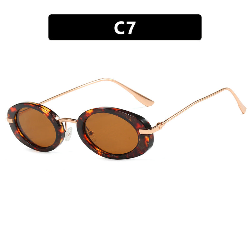 Small frame oval retro Instagram influencer same style sunglasses high-end fashion show sunglasses personality