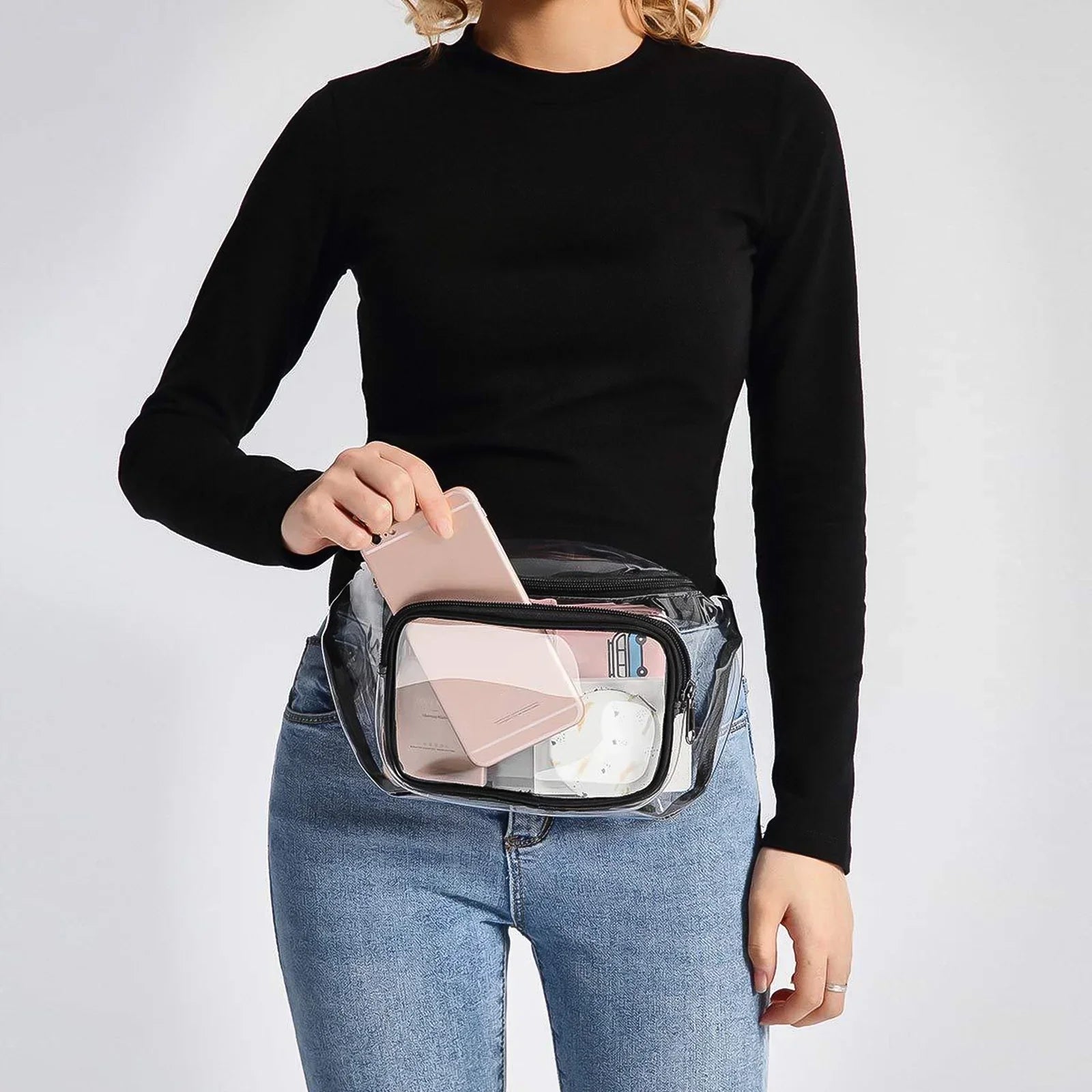 Casey | Women's Clear Stadium Approved Waterproof Crossbody Bum Bag