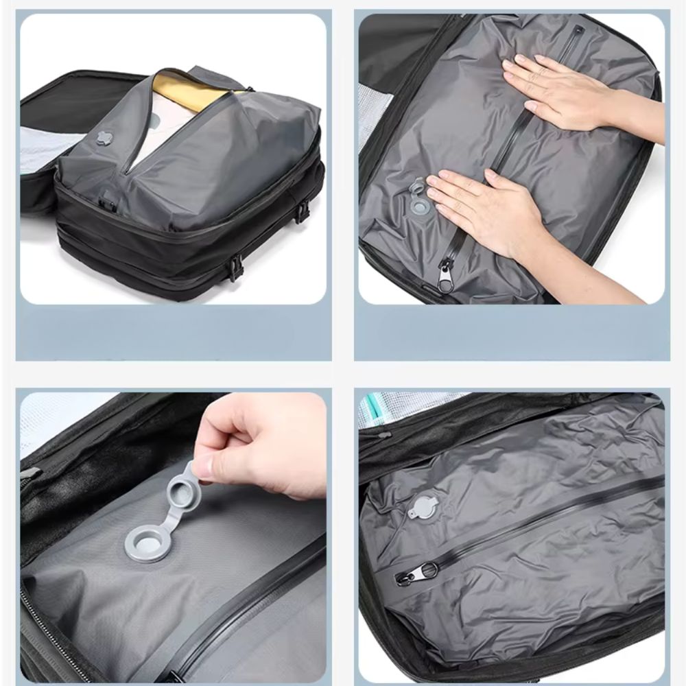 Men's Air Compression Expandable Laptop Travel Backpack with USB Charging