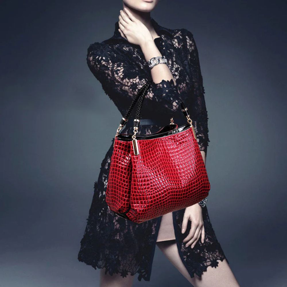 Margaret | Women's Croc-Embossed Leather Shoulder Bag