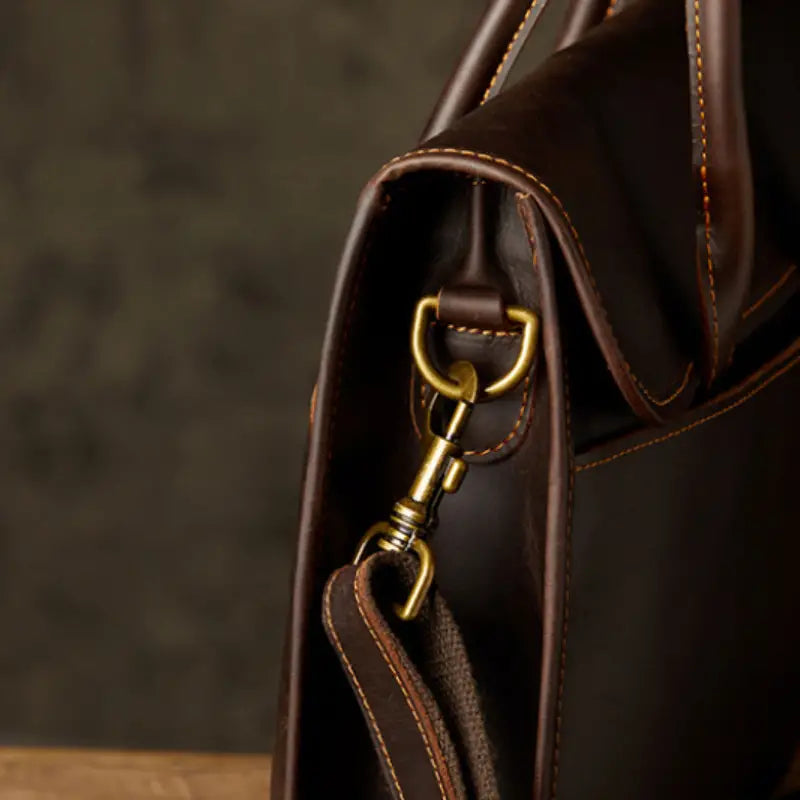 Men's Genuine Leather Business Briefcase Crossbody Messenger Bag