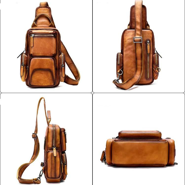 Oliver | Men's Vintage Cowhide Leather Crossbody Sling Travel Bag