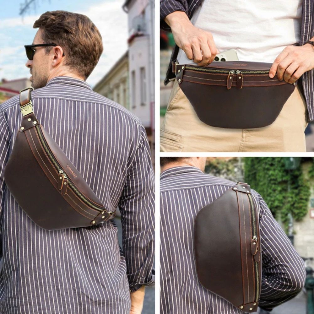 Kali | Men's Leather Travel Crossbody Fanny Pack Bum Bag