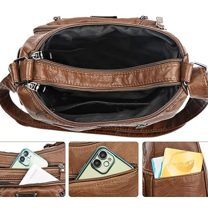 Elena | Women's PU Leather Large Crossbody Messenger Bag