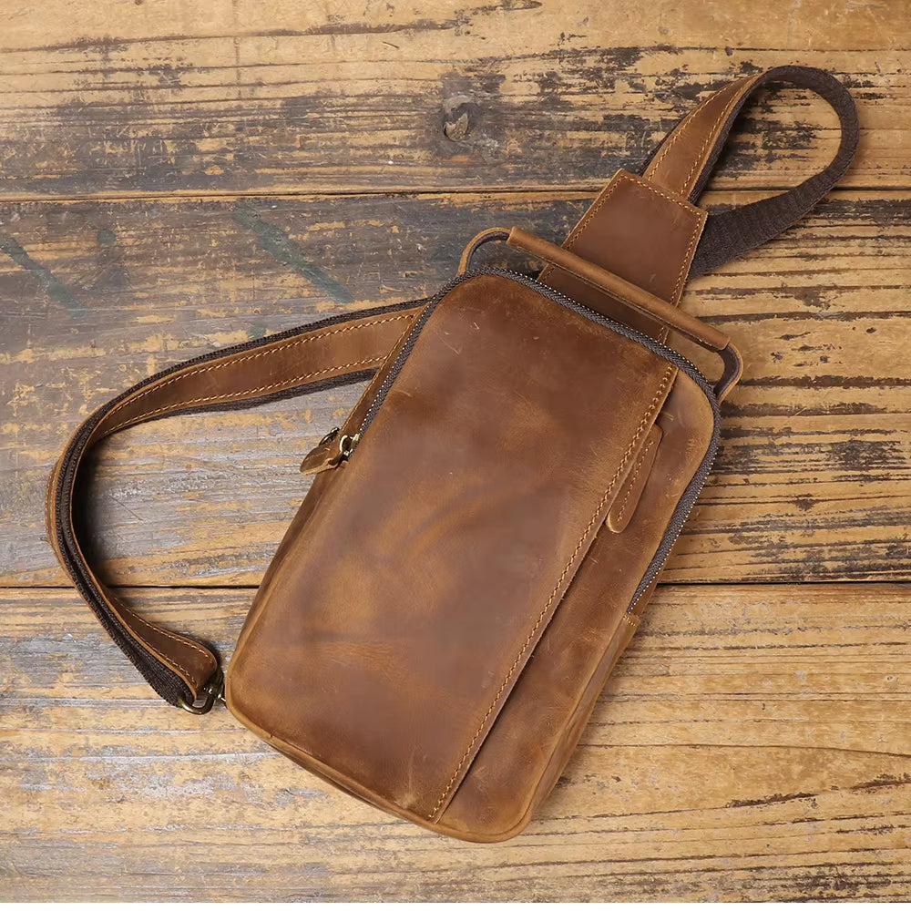Henry | Men's Vintage Leather Large Crossbody Sling Travel Bag
