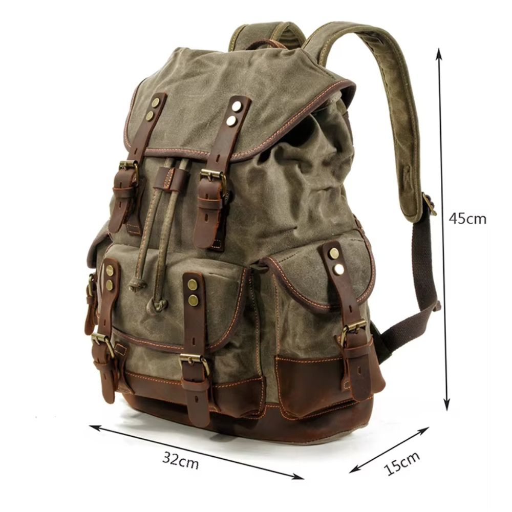 Oliver | Vintage Waxed Canvas Travel Backpack – Waterproof & Durable