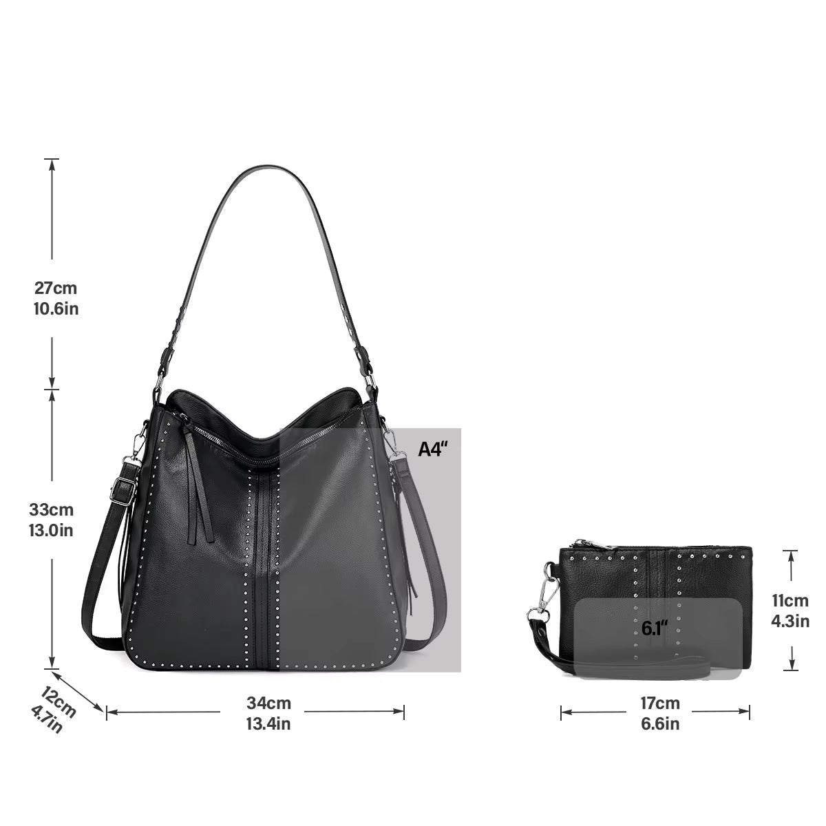 Victoria | Women's Vintage Style Studded Crossbody Messenger Handbag