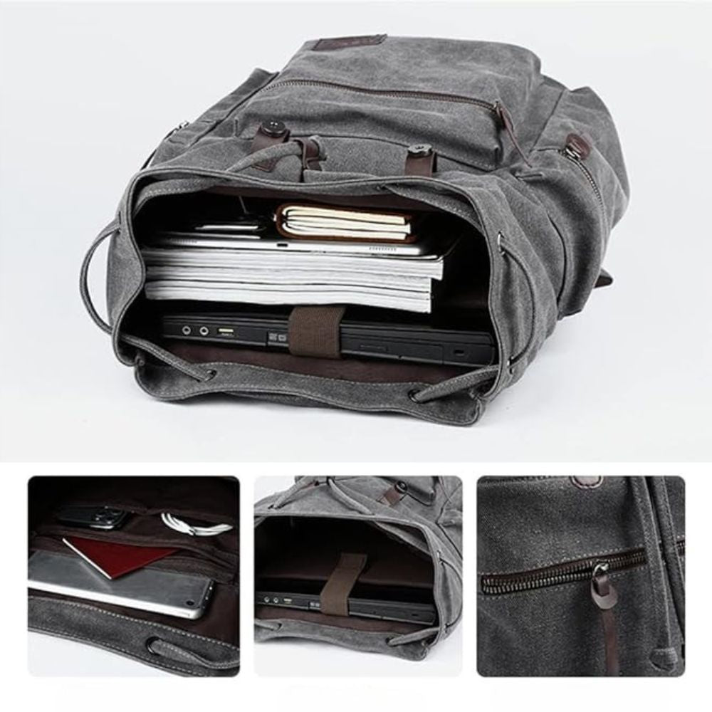 Piper | Men's Canvas Travel Drawstring Laptop Backpack