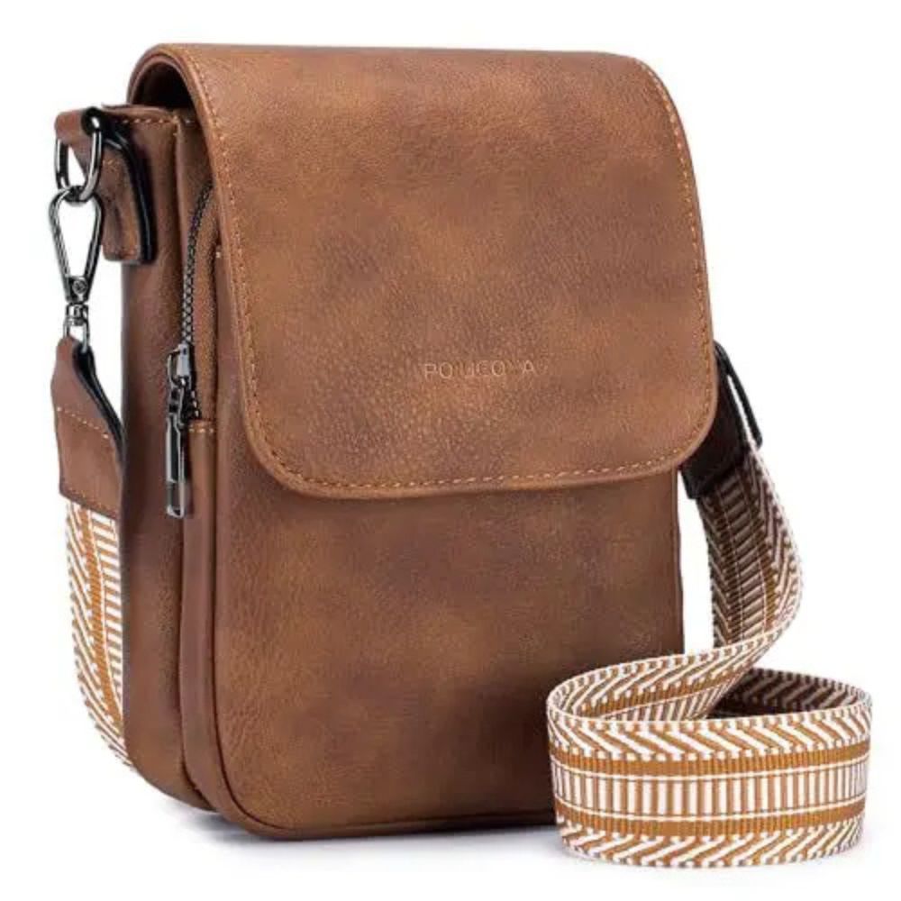 Ivy | Women's Triple-Compartment Leather Mini Phone Crossbody Bag