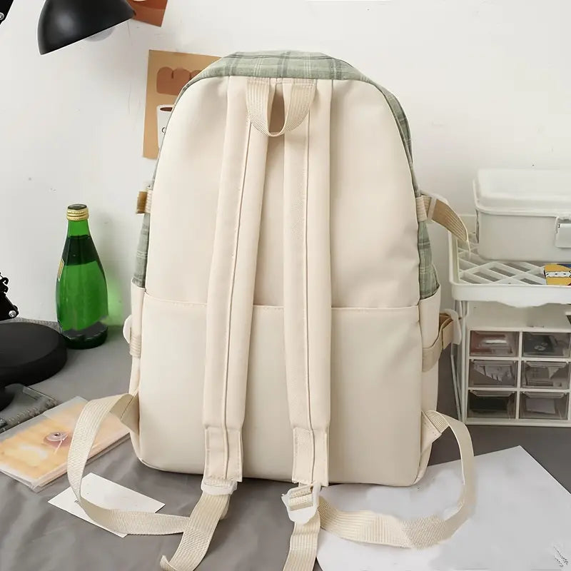 Mila | Women's 5-Piece Kawaii Plaid Travel Backpack Set