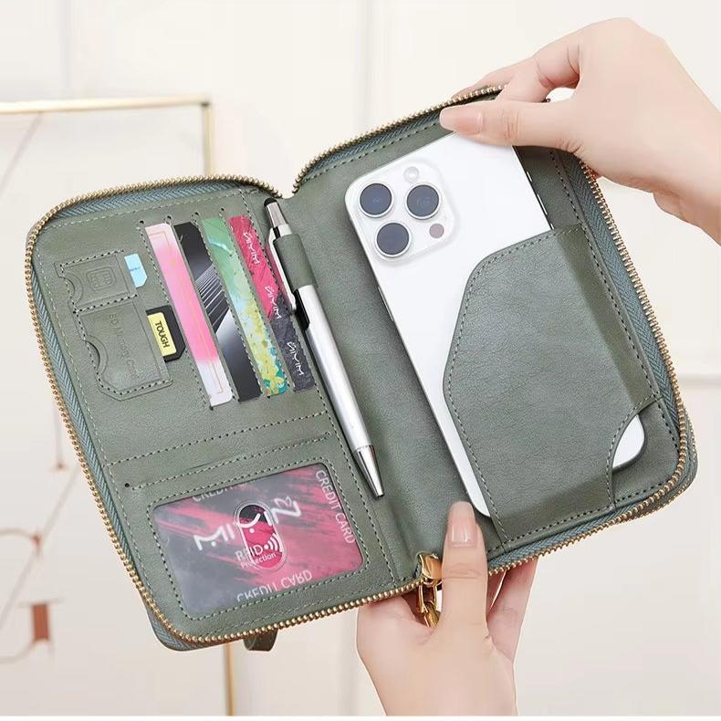 Women's RFID Blocking Passport Holder Travel Wallet with Strap