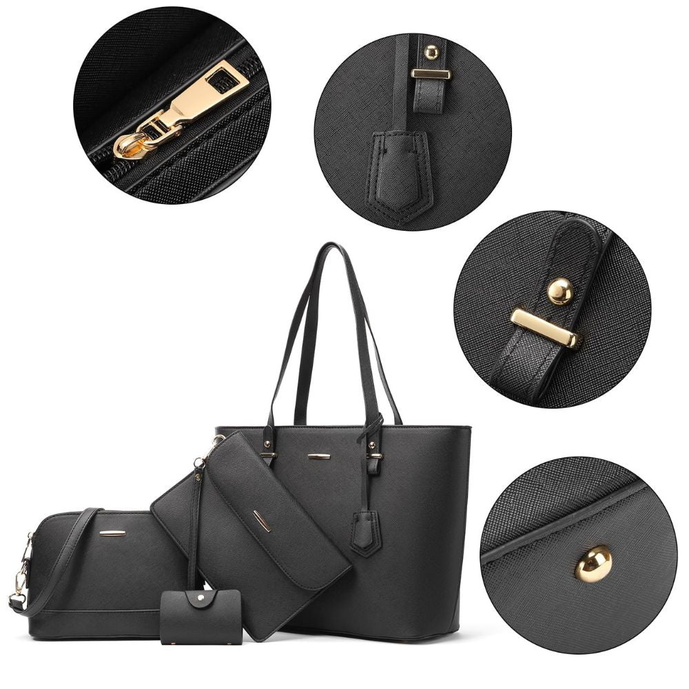 Aria | 4-Piece Women's Classic PU Leather Crossbody Handbag Set