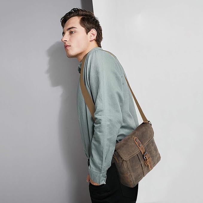 Men's Vintage Waterproof Canvas Crossbody Messenger Bag