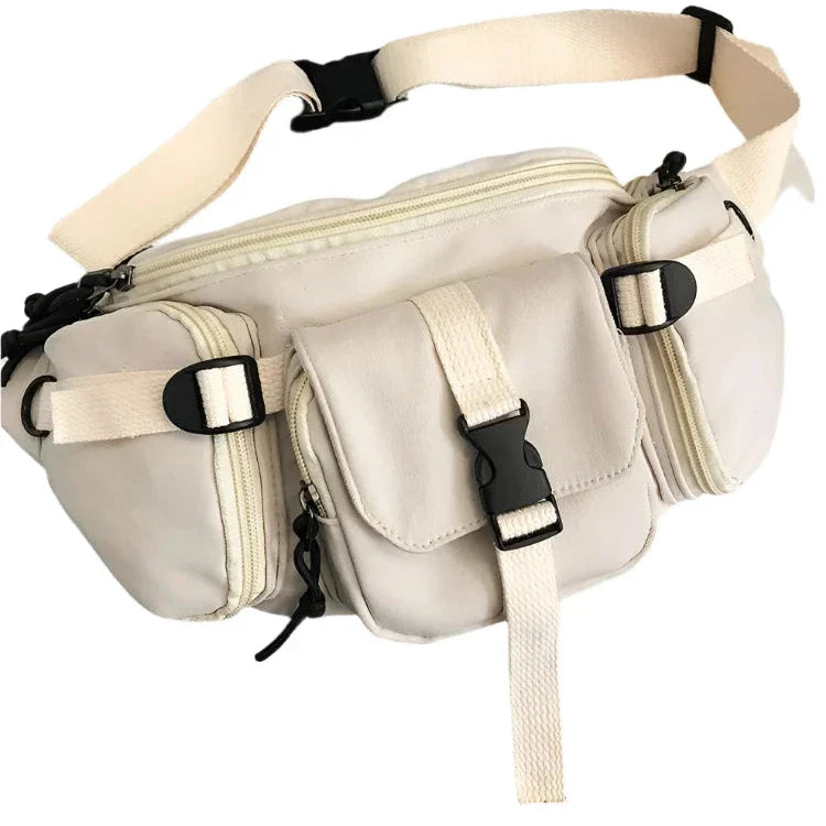 Bella | Women's Cream Multi-Pocket Crossbody Bum Travel Bag