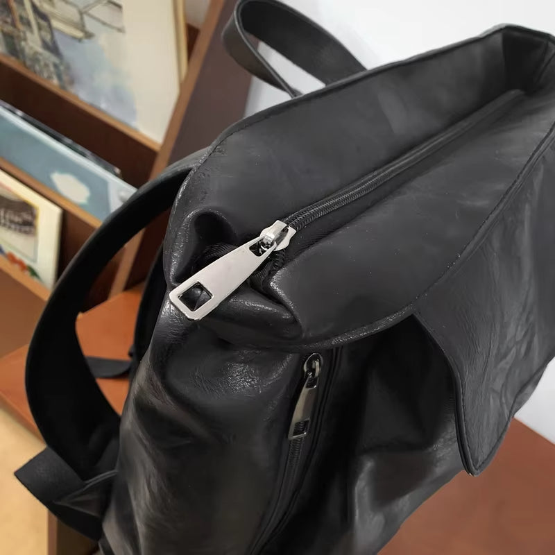 Men's Stylish Waterproof PU Leather Travel Backpack