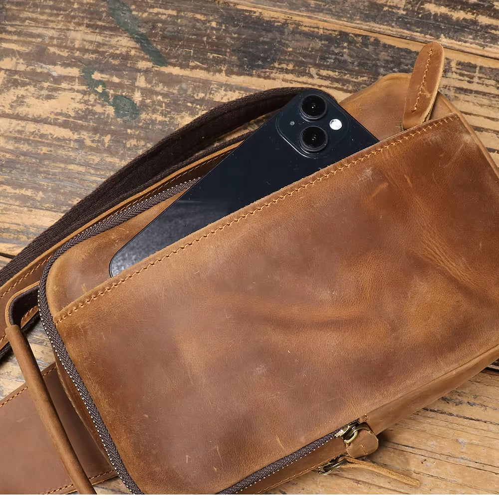 Henry | Men's Vintage Leather Large Crossbody Sling Travel Bag