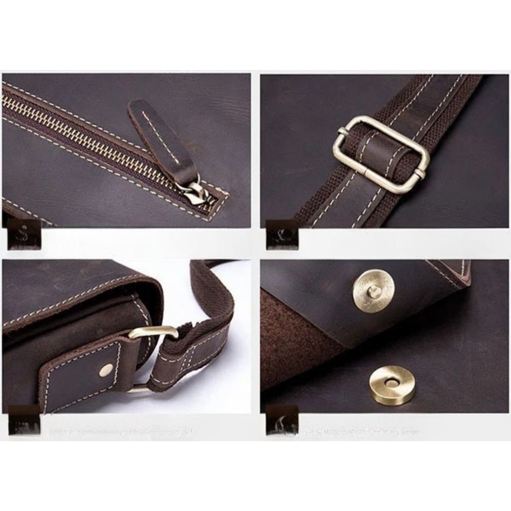 James | Men's Vintage Leather Large Crossbody Messenger Bag