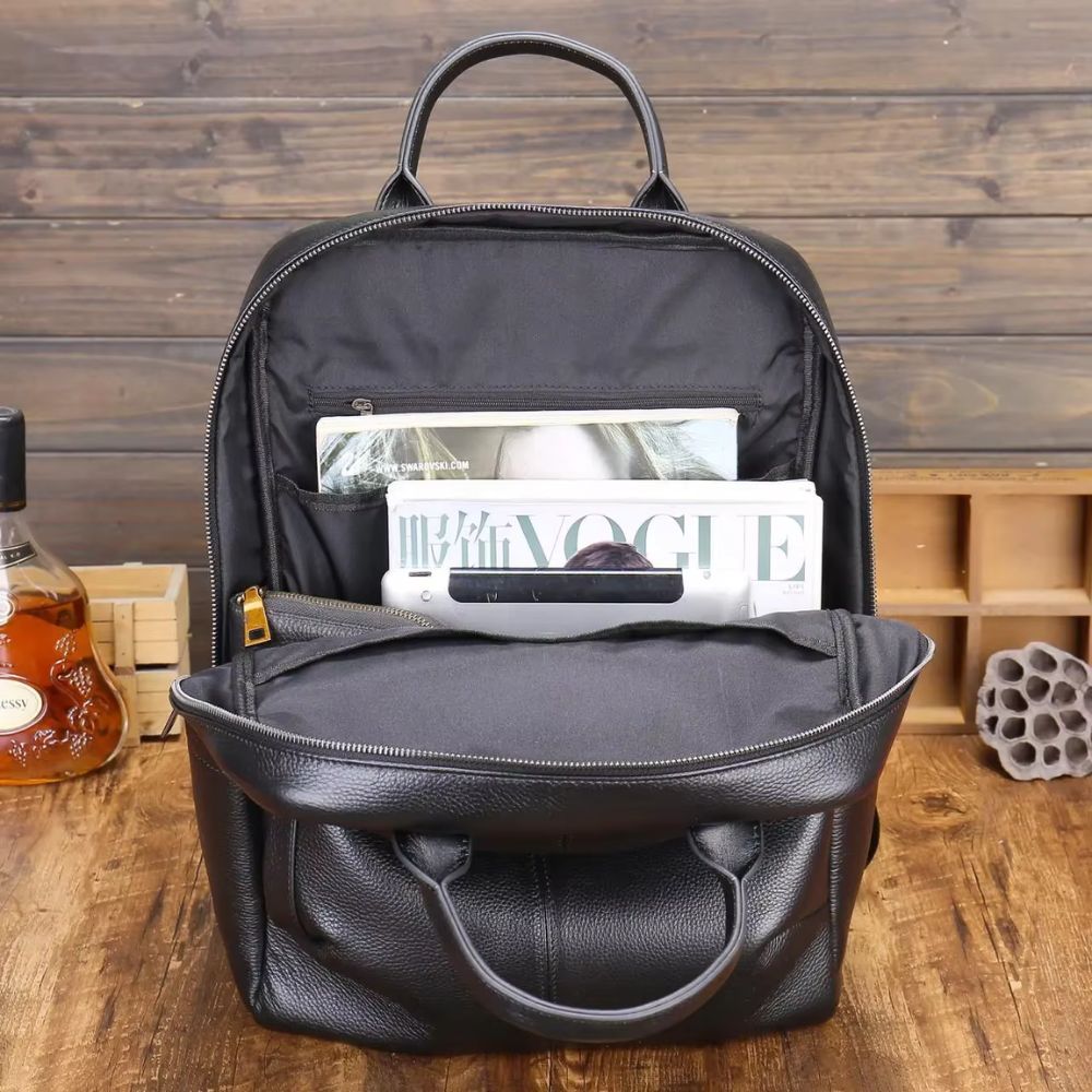 Men's Genuine Leather Large Travel Backpack