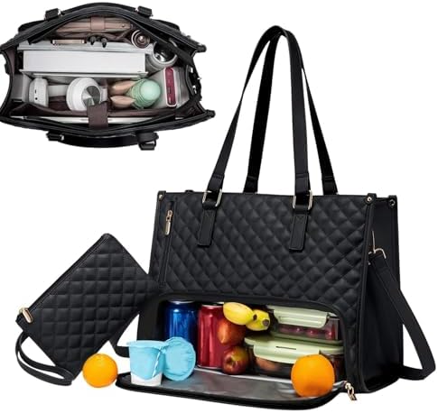 Dual-Compartment Lunch and Laptop Tote for Work Travel and On-the-Go
