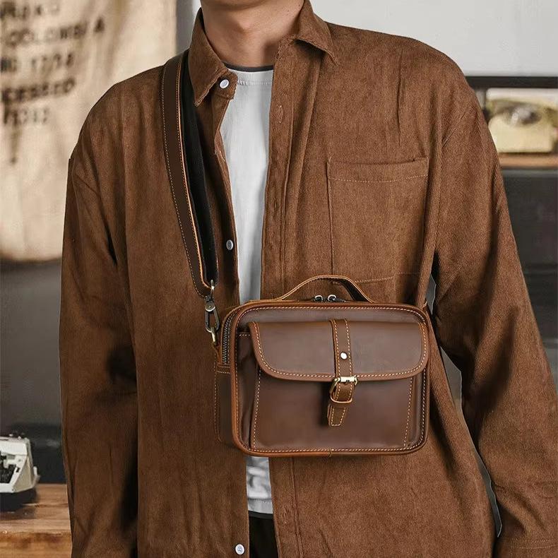 Henry | Men's Retro Leather Small Crossbody Messenger Handbag