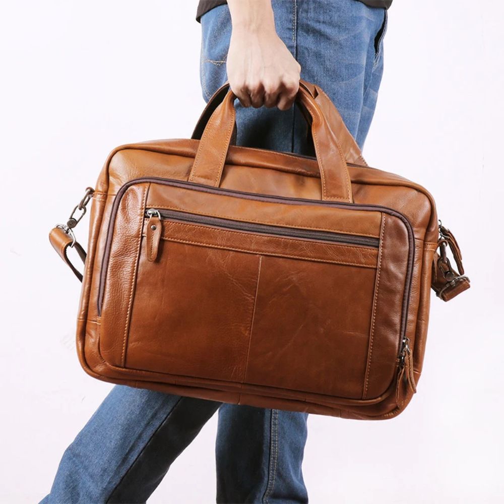 Marcus | Men's Leather Laptop Crossbody Messenger Bag