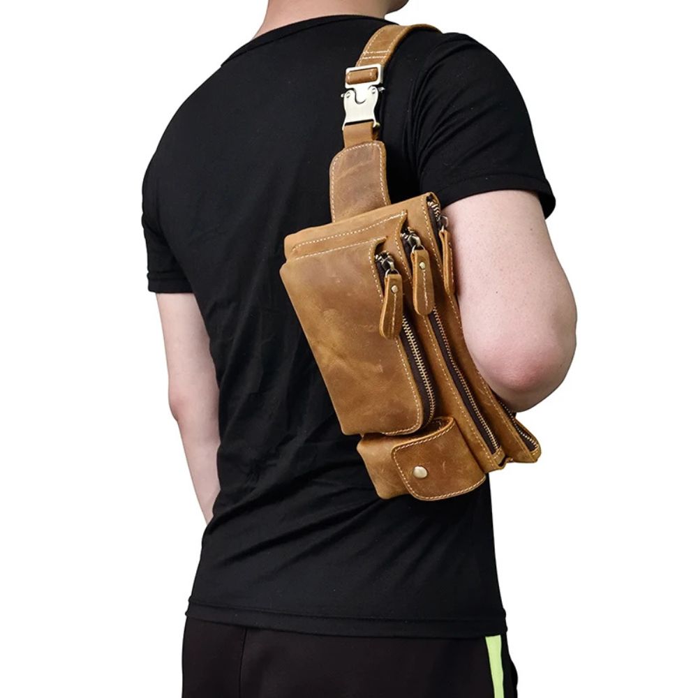 Blake | Men's Vintage Leather Crossbody Bum Bag