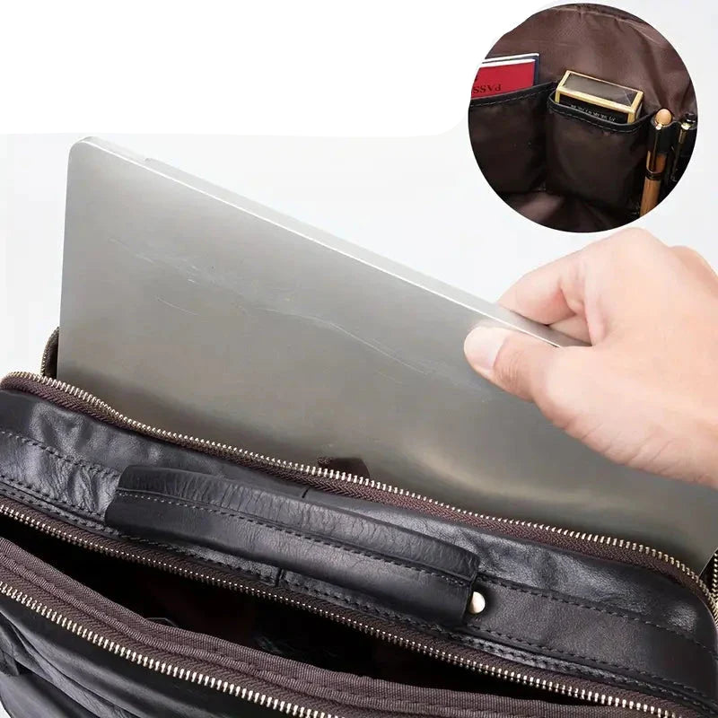 Alexander | Men's Genuine Leather Briefcase Crossbody Messenger Travel Handbag