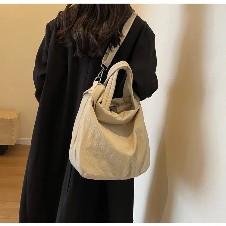Large Capacity Multi-Pocket Nylon Crossbody Messenger Tote Handbag