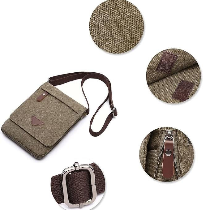 Alex | Retro Canvas Small Crossbody Messenger Sling Bag