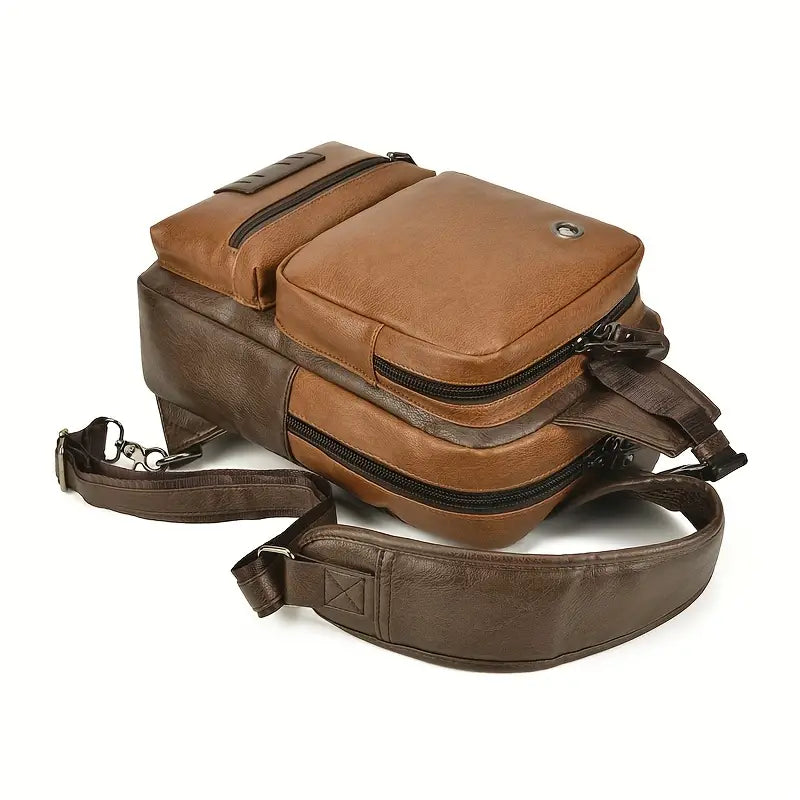 Adam | Men's PU Leather Crossbody Sling Travel Bag with Charging Port