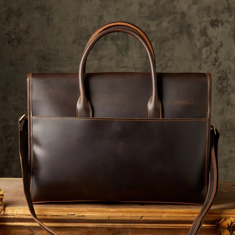 Men's Genuine Leather Business Briefcase Crossbody Messenger Bag