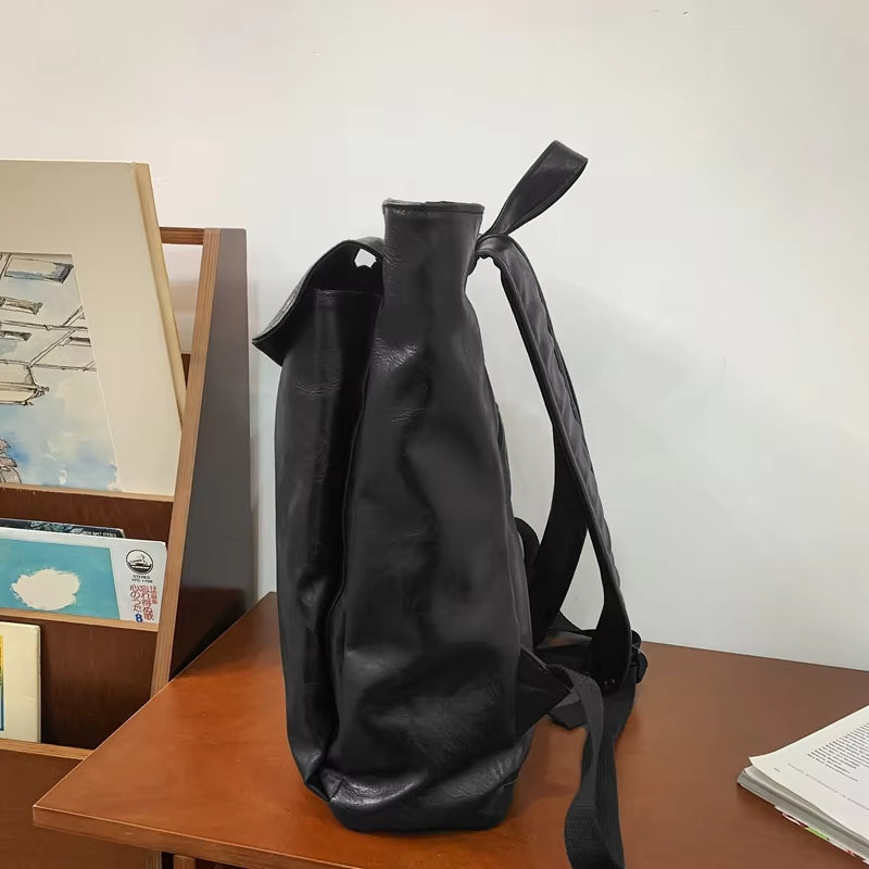 Men's Stylish Waterproof PU Leather Travel Backpack
