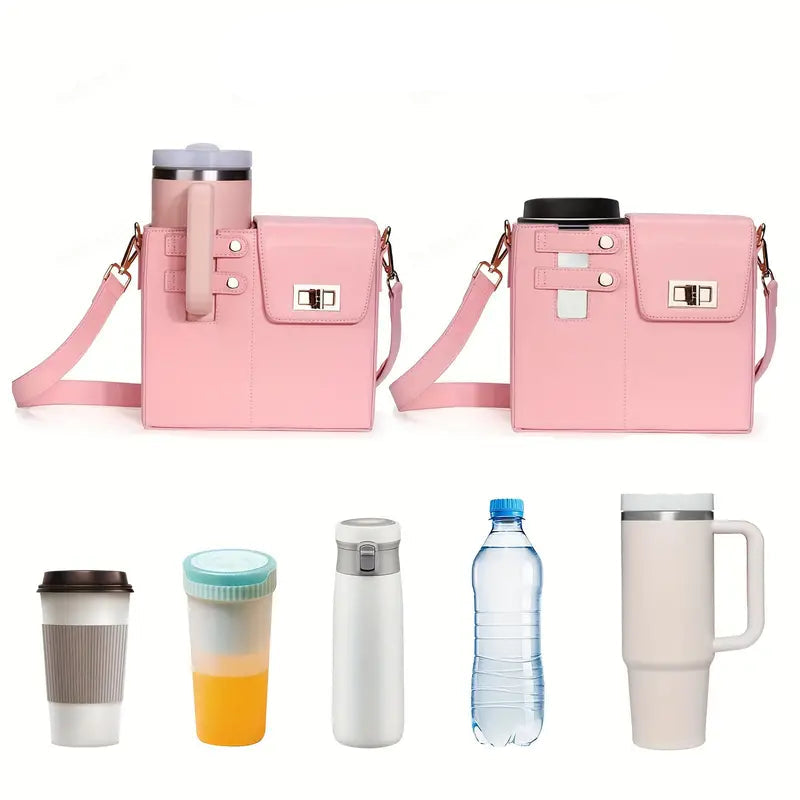 Anne | Women's PU Leather Crossbody Messenger Water Cup Holder Bag