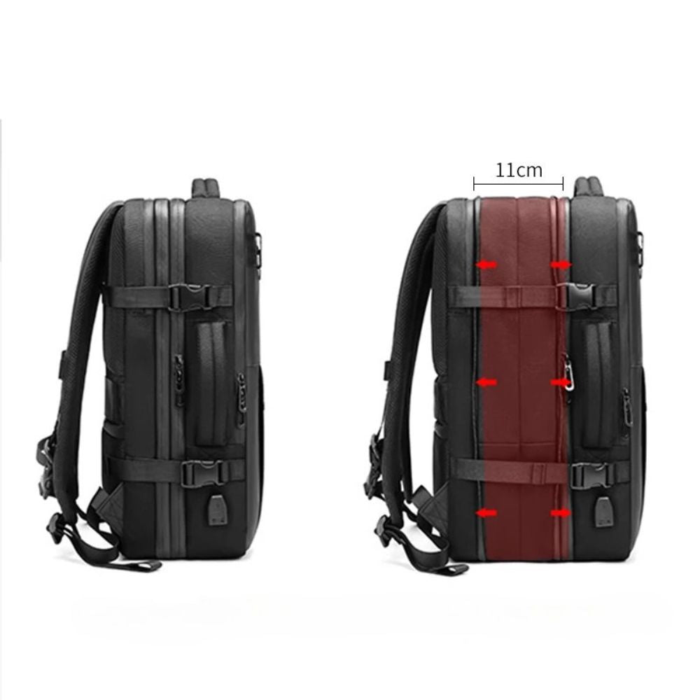 Men's Air Compression Expandable Laptop Travel Backpack with USB Charging