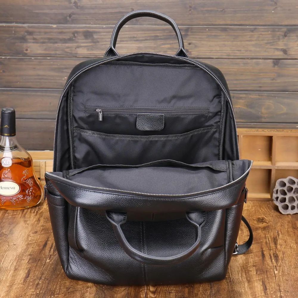 Men's Genuine Leather Large Travel Backpack