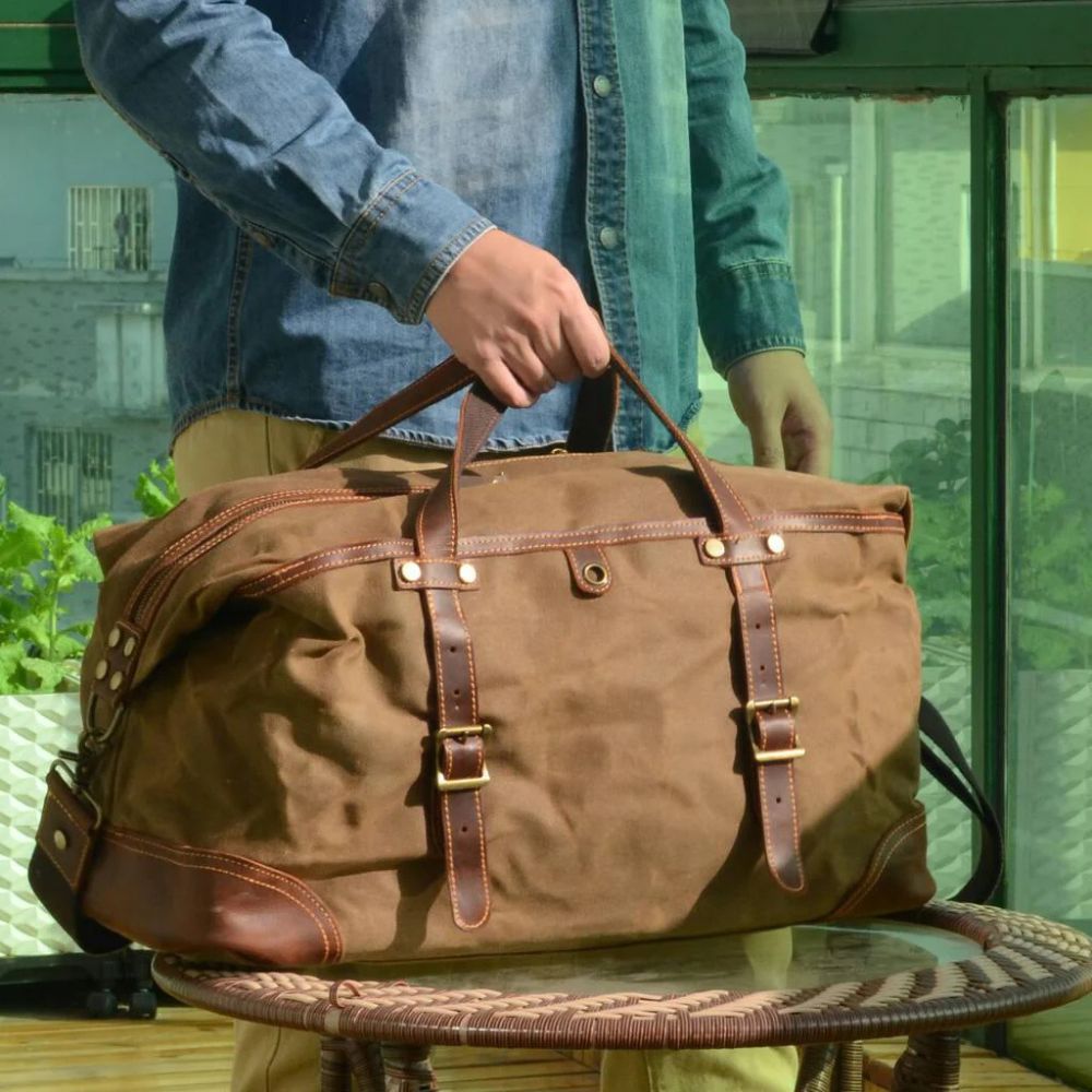 Henry | Large Waxed Canvas Travel Weekender Duffle Bag