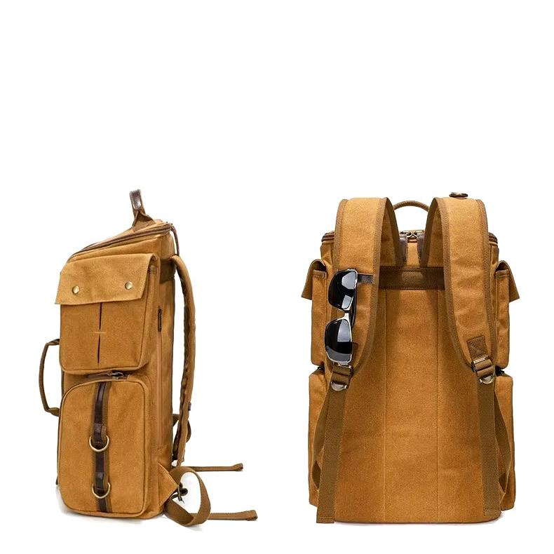 Men's Spacious Canvas Travel Hiking Carry On Rucksack Laptop Backpack