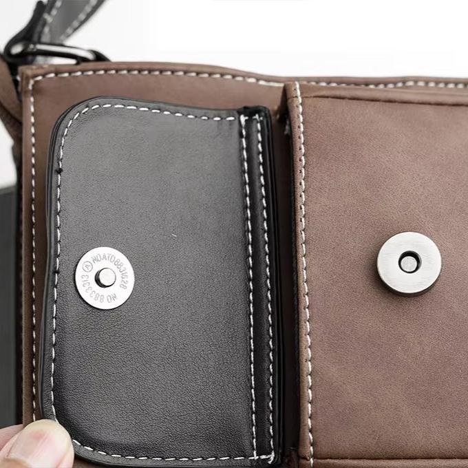 Men's High-End PU Leather Crossbody Messenger Bag